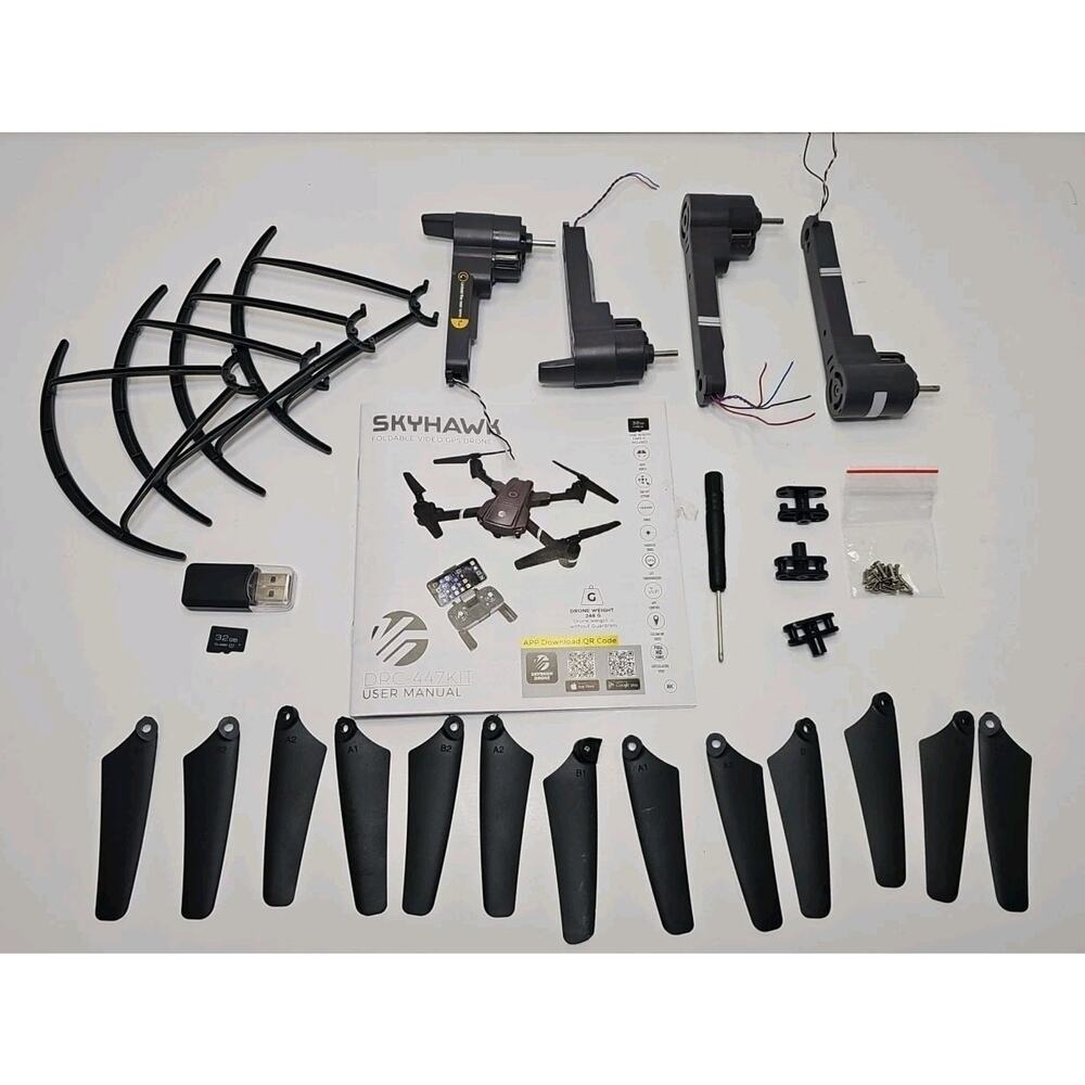 SKYHAWK FOLDABLE DRONE "REPLACEMENT LEGS/WINGS/32GB DRIVE ALL PIECES INCLUDED"